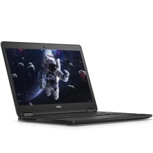 Dell Latitude E7470 abierto en ángulo, chasis negro de fibra de carbono