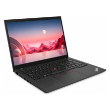 Lenovo ThinkPad T14 Gen 3 abierto en ángulo, teclado negro con TrackPoint