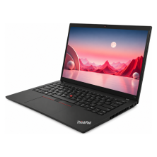 Lenovo ThinkPad T14 Gen 3 abierto en perspectiva, chasis negro fino