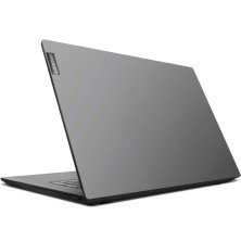 Lenovo V340 de 17 pulgadas visto por detrás, tapa gris con logotipo Lenovo