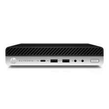 Panel frontal del HP 800 G4 Mini con USB-C, USB-A y tomas de auriculares
