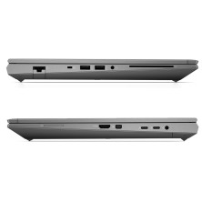 HP ZBook Fury 17 G8 cerrado, laterales con Thunderbolt 4, USB-A y RJ-45