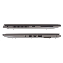 HP ZBook 15u G5 cerrado, laterales con USB, HDMI, RJ-45 y Thunderbolt 3
