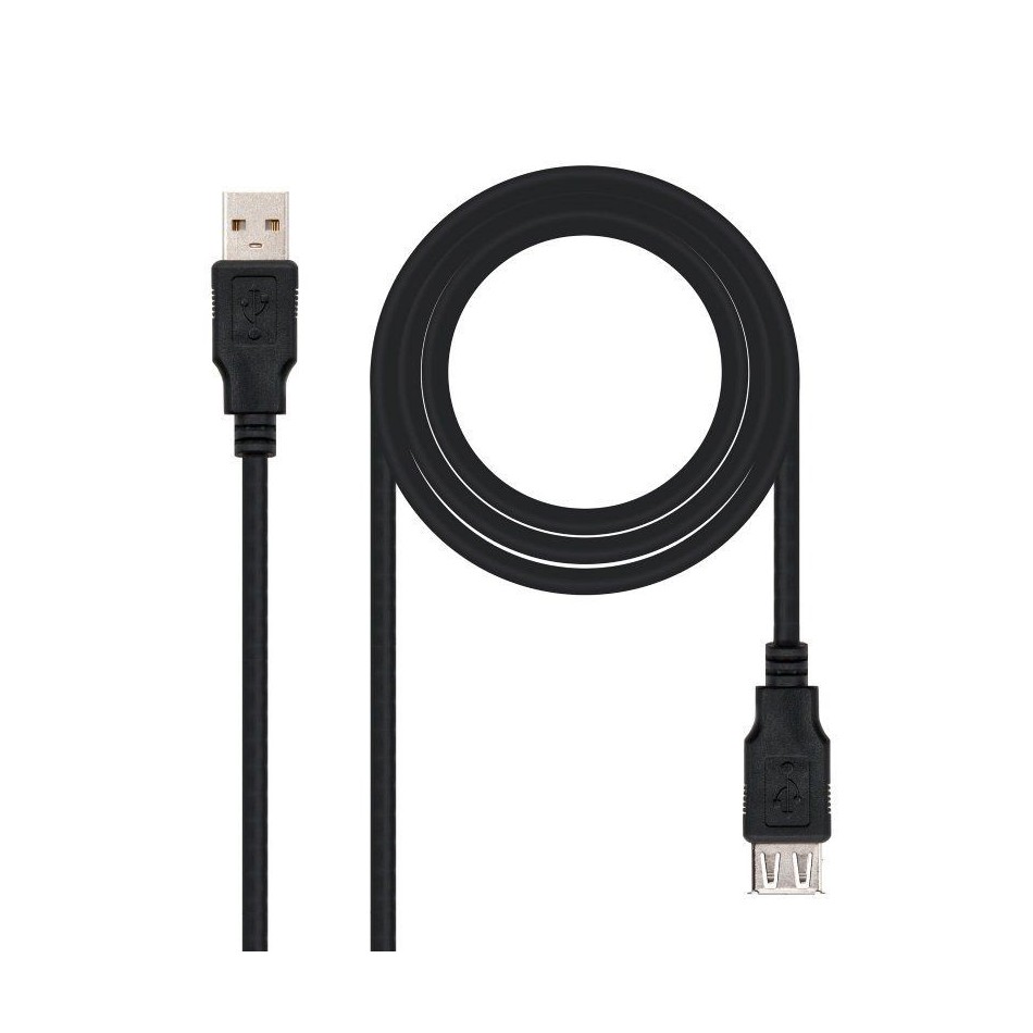 Comprar CABLE ALARGADOR USB 2.0 NANOCABLE 10.01.0203 BK   CONECTORES USB TIPO A MACHO/ USB TIPO A HEMBRA   1.8M   NEGRO