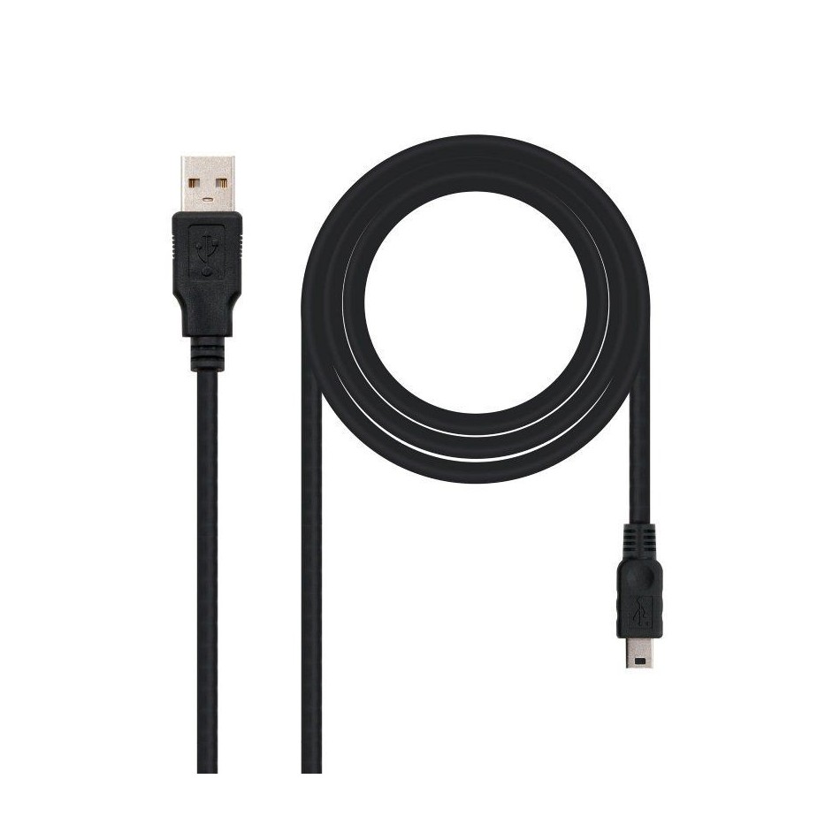 Comprar CABLE USB 2.0 NANOCABLE 10.01.0400   CONECTORES USB TIPO A MACHO/MINIUSB 5 PINES MACHO   0.5M   NEGRO