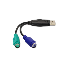 CABLE CONVERSOR DE PS/2 (TECLADO Y RATON) A USB 2.0 NANOCABLE 10.03.0101   TIPO 2XPS/2 HEMBRA A MACHO   15CM   NEGRO