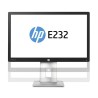 Monitor HP E232 de 23 pulgadas con pantalla LCD, conectividad HDMI y diseño panorámico en color negro.