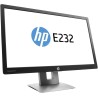 Monitor HP E232 de 23 pulgadas con pantalla LCD, conectividad HDMI y diseño panorámico en color negro.