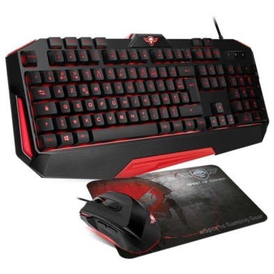 PACK GAMING SPIRIT OF GAMER SOG-3IN1-ES | TECLADO | ALFOMBRILLA | RATÓN | LED | NEGRO