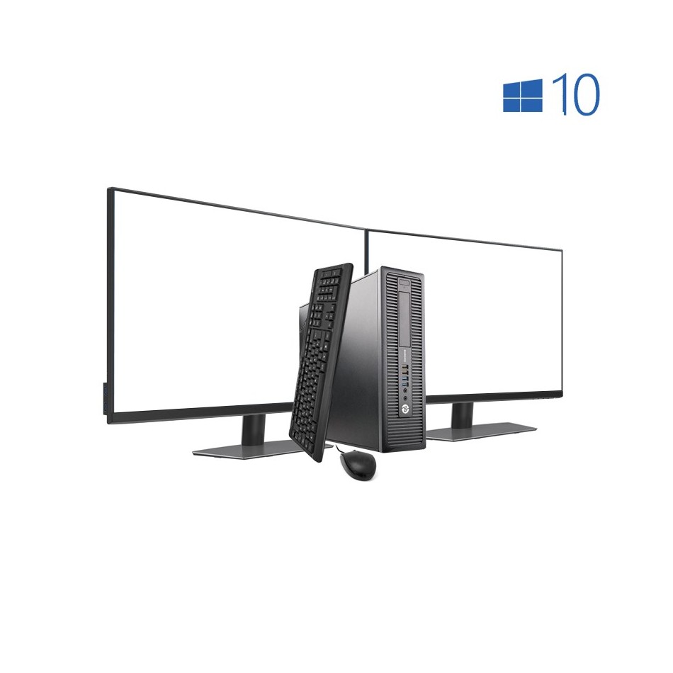 Ordenador de sobremesa reacondicionado HP EliteDesk 800 G2 SFF 6700 con doble LCD