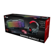 PACK GAMING TRUST GXT 1180RW | TECLADO | RATÓN | AURICULARES | ALFOMBRILLA | NUEVO | LED | NEGRO