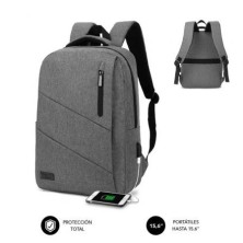 Mochila subblim city backpack para portatiles hasta 15.6' puerto usb gris
