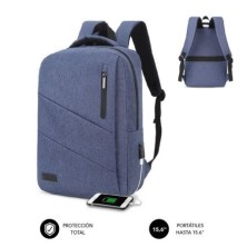 Mochila subblim city backpack para portatiles hasta 15.6' puerto usb azul