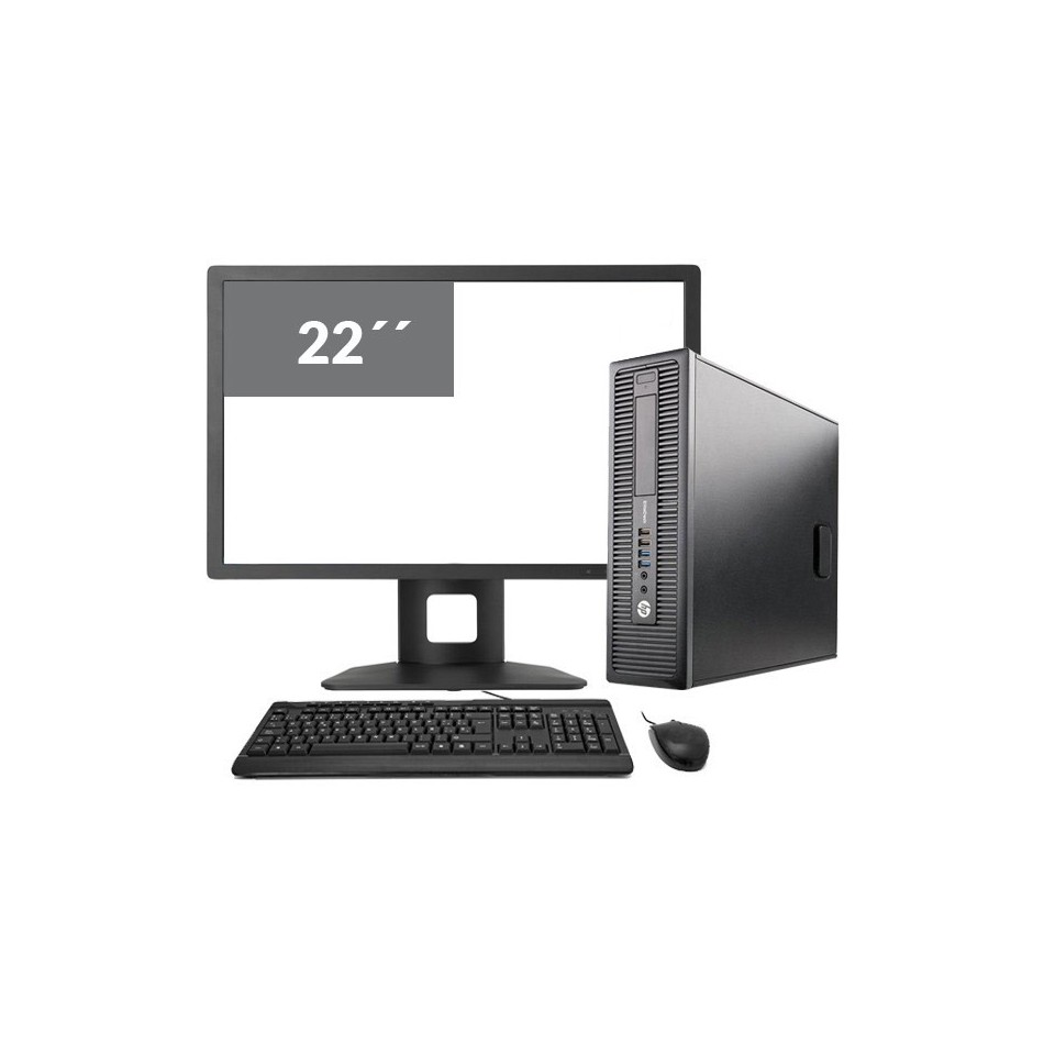 HP EliteDesk 800 G1 SFF i5 4570 3.2 GHz | 16 GB | 240 SSD | WIFI | WIN 10 PRO | LCD 22" - Ordenadores de sobremesa Completos