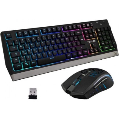 PACK GAMING THE G LAB TUNGSTEN| WIRELESS | NUEVO | COMBO | TECLADO | RATÓN | USB | RETROILUMINADO | NEGRO