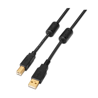 CABLE USB 2.0 | AISENS | IMPRESORA | FERRITA | USB A - USB B | NEGRO | 3.0M