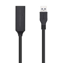 AISENS - CABLE USB 3.0 PROLONGADOR CON AMPLIFICADOR, TIPO A/M-A/H, NEGRO, 5.0M
