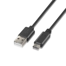 AISENS - CABLE USB 2.0 3A, TIPO USB-C/M-A/M, NEGRO, 2.0M