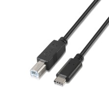 AISENS - CABLE USB 2.0 IMPRESORA 3A, TIPO USB-C/M-B/M, NEGRO, 1.0M