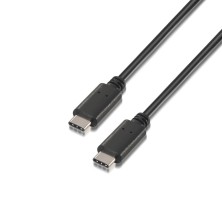 AISENS - CABLE USB 2.0 3A, TIPO USB-C/M-USB-C/M, NEGRO, 0.5M