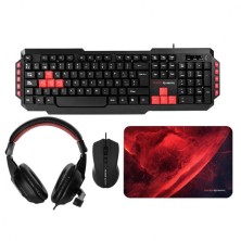 PACK MARS GAMING MRCP1 | AURICULARES | TECLADO | ALFOMBRILLA | RATÓN | NEGRO - ROJO