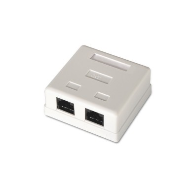 AISENS - ROSETA DE SUPERFICIE RJ45 CAT.6 UTP 2 TOMAS, BLANCO