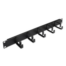 AISENS - ORGANIZADOR DE CABLES METµLICO CON 5 ANILLOS, 19" 1U, NEGRO