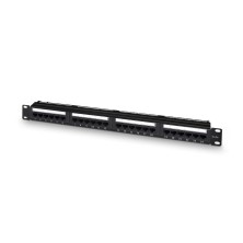 AISENS - PANEL DE PARCHEO DE 24 PUERTOS RJ45 CAT.6 UTP, 19" 1U DUAL IDC CON GESTION DE CABLES, NEGRO