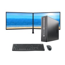 PC Doble Pantalla de 2 x 24´´ Nuevas | HP 800 G1 Intel Core i5 4570 | 16 GB | 480 SSD | GT 710 - 2GB | Soporte mesa