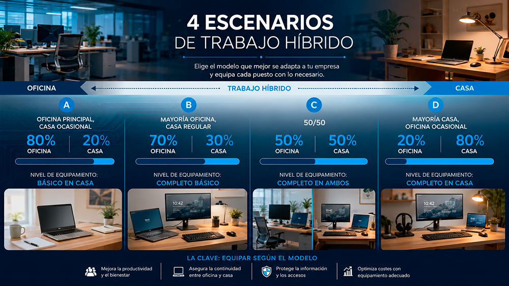 Cuatro escenarios de trabajo híbrido para una PYME