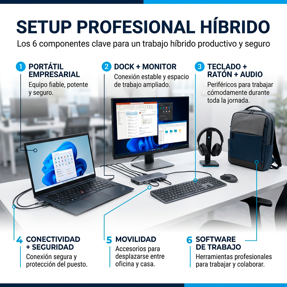 Seis componentes de un setup profesional de trabajo híbrido