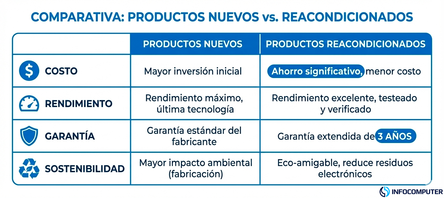 Pros y contras de los ordenadores nuevos y los ordenadores reacondicionados para empresas