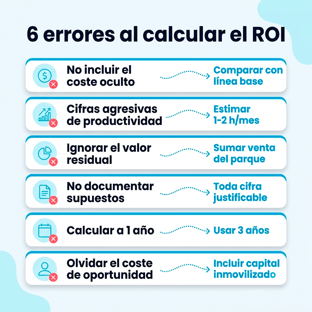 Checklist de los seis errores más frecuentes al calcular el ROI de renovar equipos informáticos en una empresa